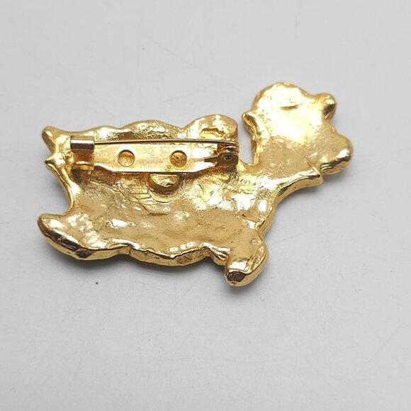 Vintage Gold Tone Turtle Brooch With Black Cream Enamel Finish - Picture 3 of 4